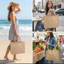 10 Pack Large Burlap Tote Bag Set with Handle, Reusable Blank Jute Gift Bag Waterproof for Women Bridesmaid Gift Shopping Bachelorette Party Christmas DIY, 15 * 12 * 6in