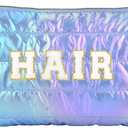 Hiroyuki Iridescent Makeup Bag, 14 inches Cosmetic Bag, Large Capacity Travel Pouch (Hair, pink)