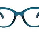 Peepers by PeeperSpecs Women's Brocade Square Blue Light Blocking Reading Glasses, Teal/Golden, +0.00