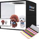 PULUZ 9.8"/25cm Foldable Portable Photo Studio Light Box, Adjustable Brightness Light Box Photography Lighting Shooting Tent Kit, with LED Lights and 12 Colors Backdrop