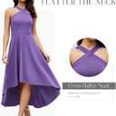 DRESSTELLS Formal Cocktail Dresses for Women, Wedding Guest Halter High Low Valentine Dress 2026 (Purple)