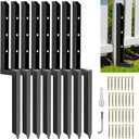 8-Pack 2" Width Fence Post Repair Kit, 34in Total Length Heavy Duty Ground Spike Anchor for Wooden Post Repairing Tilted/Broken Posts