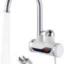 110V Instant Tankless Electric Water Heater Faucet 360 Rotating Hot Water Faucet with LED Digital Display Fast Heating Tap for Kitchen Bathroom Big Lateral Bend