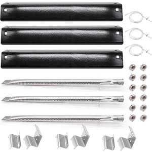 Grill Parts for Char-griller Replacement Parts, Chargriller 5050, 5650, 3001, 3072, 5072, 3030, 3008, 5252, 3000, 4000 Gas Grill Model, Porcelain-enameled Heat Plate, Burner, Ignitor, Hanger Brackets. (Porcelain Steel with Igniters)