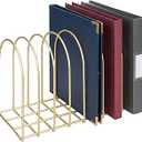 MyGift Large Desktop Document Holder, Brass Metal Wire File Folder Organizer Rack with 8Slots and Arch Design