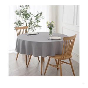 maxmill Round Textured Tablecloth Spill-Proof Wrinkle Free Soft Jacquard Table Cloth for Circular Table Cover, for Dining Room Buffet Banquet Parties Holiday Dinner, 70 Inch Light Grey