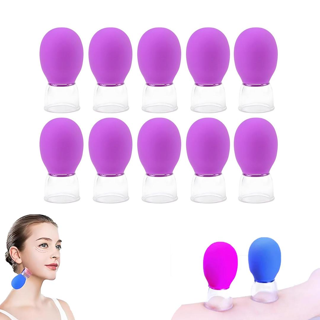 10Pcs Facial Cupping Set Glass, Eye Face Vacuum Massage Cup Silicone Cupping Massage For Beauty Body Cup Fascia Massager