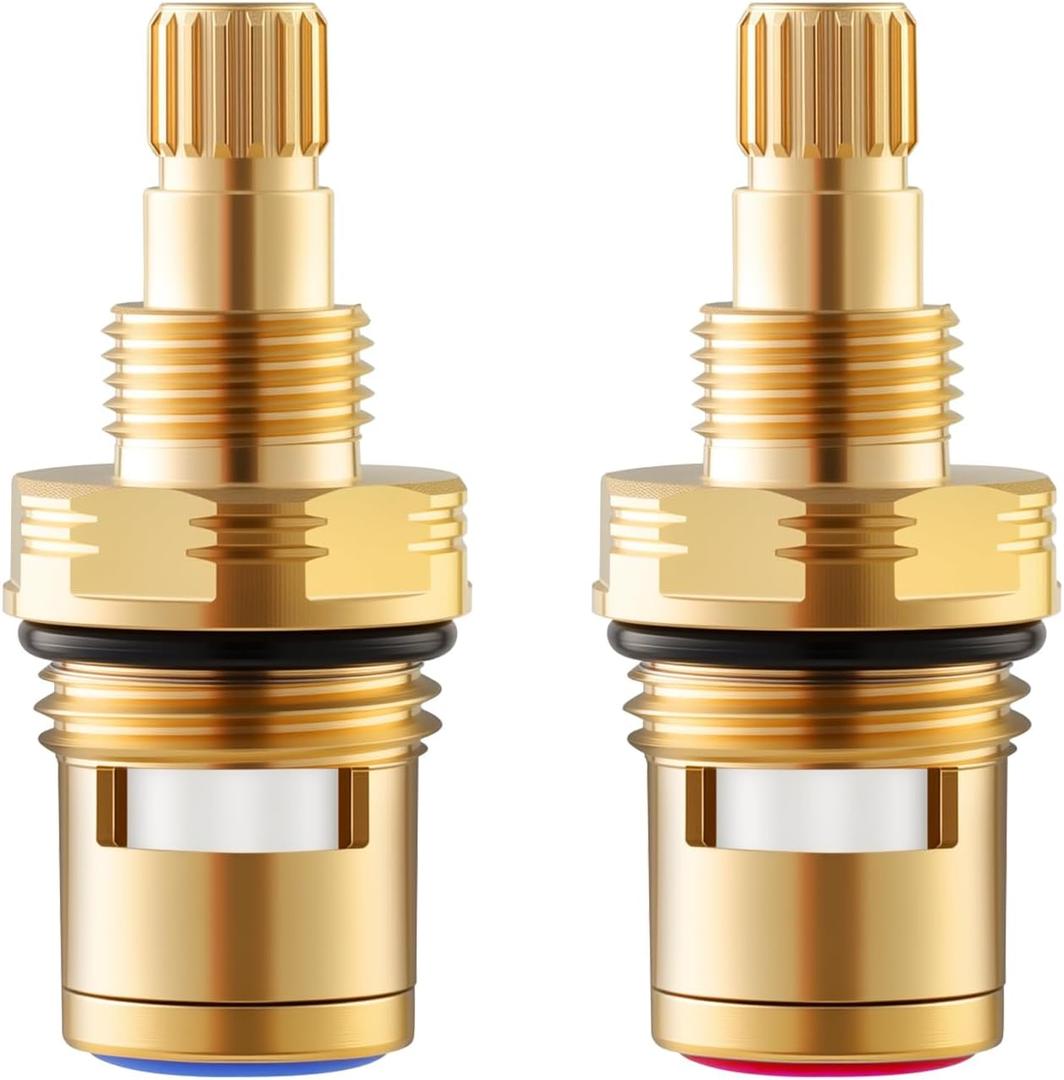 2 Pack Brass KSRPL3200HC & Brass KSRPL3200CC Ceramic Disc Cartridge, Compatible With CC Basin Faucet, Cold & Hot Faucet Cartridge, for Bathroom Faucet, 2-1/8" Length