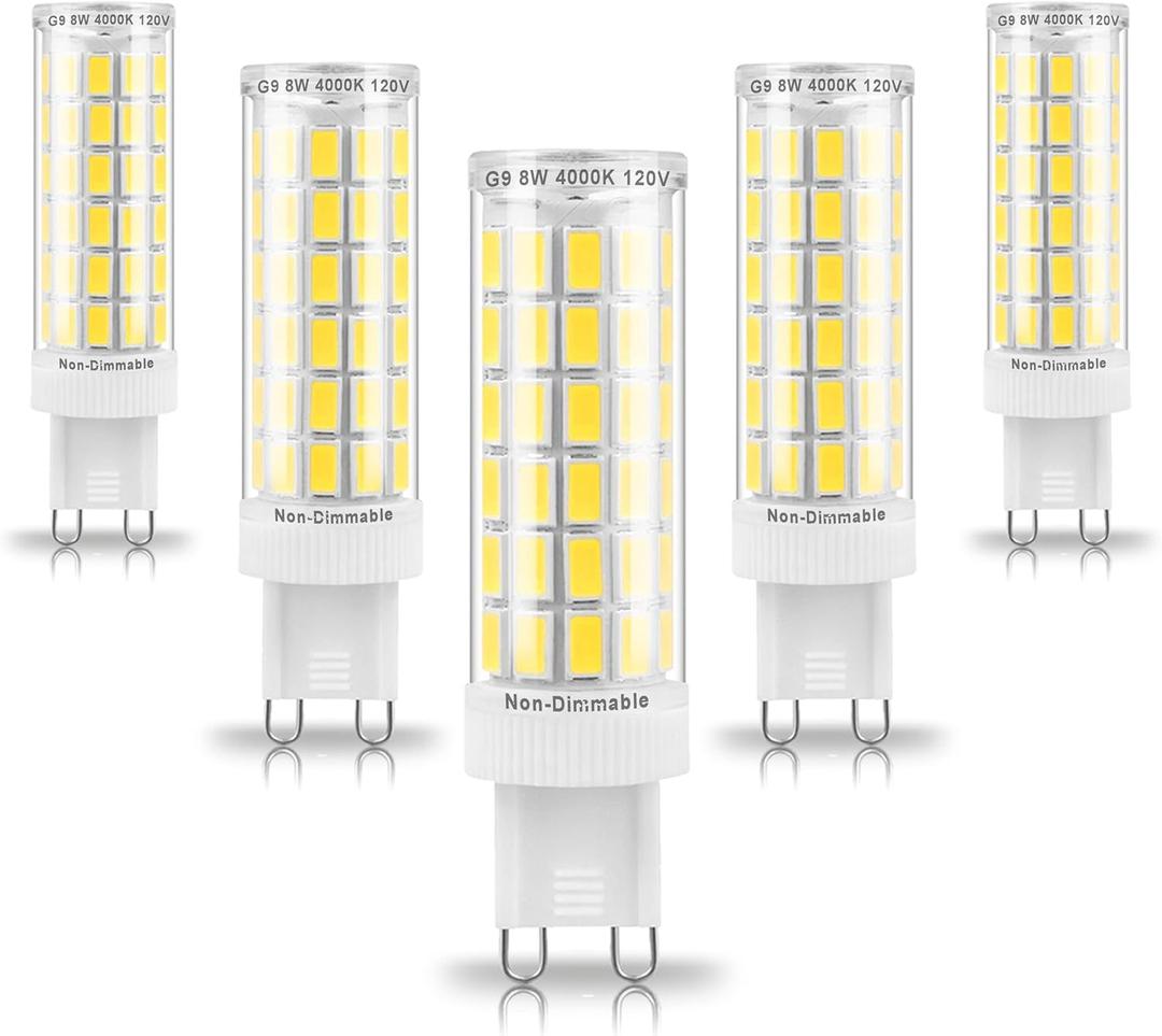 G9 Led Bulbs 75W 80W 100W Replacement 4000K Natural White,1000 lm, AC120V G9 8W Bi-pin Neutral LED Corn Light Bulb for Chandelier Pendant Bathroom Vanity Ligting,5Pack