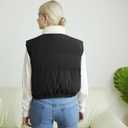 Women's Winter Outerwear Vests Crop Puffer Vest Lightweight Sleeveless Padded High Stand Collar Jacket (Pink, S)