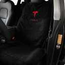 Compatible with Tesla Model S/3/X/Y Premium Towel Car Seat Cover - Waterproof & Machine Washable - Seat Protector for Dog, Pets, Sweat from The Gym (Black)
