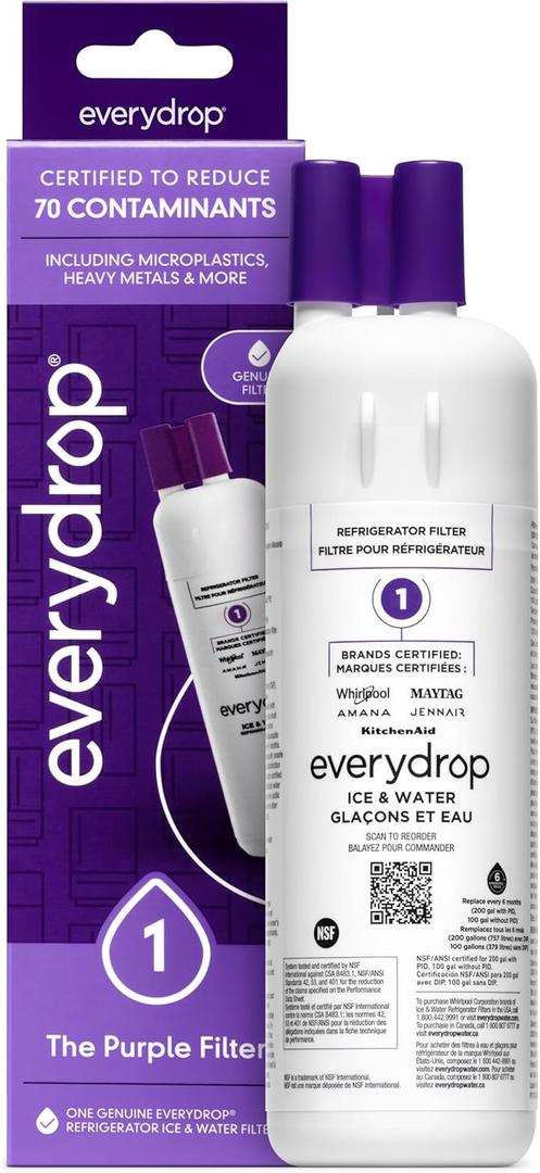 Everydrop by Whirlpool Ice and Water Refrigerator Filter 1, EDR1RXD1, Single-Pack