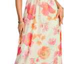 LYANER Women's Floral Ruffle Hem A Line Adjustable Spaghetti Strap Elegant Long Dress (XS)