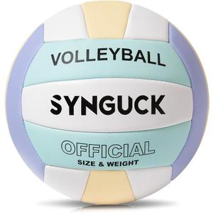 SYNGUCK Size 5 Volleyball,Official Soft Indoor Outdoor Volleyballs Sports Training Game Play Ball for Youth, Teenager, Adult (Blue+Purple)