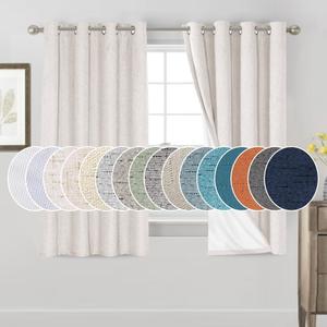 Primitive Textured Linen 100% Blackout Curtains for Bedroom/ Living Room Energy Saving Window Treatment Curtain Drapes, Burlap Fabric with White Thermal Insulated Liner (52 x 63 Inch, Ivory)