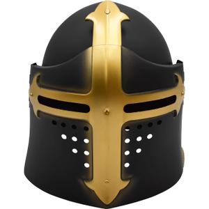 Nicky Bigs Novelties Templar Knight Helmet Adults Medieval Crusader Costume Headwear Flip-Up Face Mask Halloween Cosplay (Black)