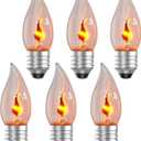 Hompavo E26 Upgraded Flame Light Bulbs, Flickering Fire Light Bulbs Flame Candle for Christmas Halloween Party Patio Porch Home Indoor & Outdoor Decor - 6 Pack