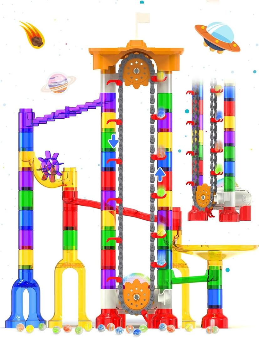 Motorized Marble Run - Marble Runs Stem Toys for Kids 4-8 8-12 - Construction Building Educational Space Toys 5-7 8-10 - Birthday for Boys and Girls (Small)
