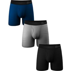 Shinesty Hammock Support Mens Boxer Briefs with Pouch | Mens Underwear Flyless | US Small 3 Pack Black (Black/Grey/Navy)