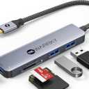 WARRKY USB C Hub, 5 in 1 SD/Micro SD Card Reader Adapter [Read 5 Ports Simultaneously, 3 Highspeed USB 3.0] 2TB Capacity OTG Compatible with iPhone 15 Pro, Samsung Galaxy, MacBook Pro/Air, iPad -Gray