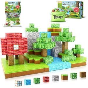 Magnetic Blocks-Build Mine Magnet World Edition, Magnetic Toys for Boys & Girls Age 3-4 4-5 6-8,STEM Montessori Sensory Toys for Toddlers Gifts for 3+ Years Old,48PCS Fidget 1" Cubes Construction Toy