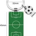 2 pieces green football Soccer field key chain + Soccer football match trophy key chain with gift bag as a birthday gift for football lovers, souvenirs