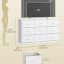 SONGMICS BELLAH Collection - Dresser for Bedroom, TV Stand for TVs Up to 55 Inches, Chest of Drawers for Living Room, Closet, Steel, 9 Drawers, Modern, Cloud White ULGS033WH02S