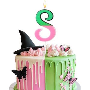 3 x Witch Number Birthday Candle, Pink and Green Birthday Candle Cake Topper for Wizard Theme Party Supplies Decorations(Number 8)