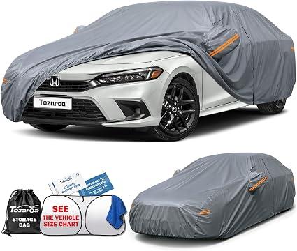 Car Cover Waterproof All-Weather, Outdoor Full Exterior Sedan Covers Custom Fit for Mitsubishi Mirage,BMW 2 Series,Genesis G70,Honda Insight,Toyota Yaris iA,Audi A3,etc,Size A1