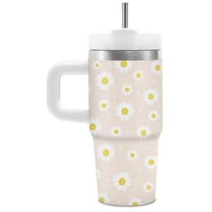 Daisy Gifts for Girls Women, Cute Daisys Tumbler with Handle for Kids 14oz, Daisy Lovers Gifts for Girl, Insulated Stainless Steel Daisies Flower Cups, Floral Birthday Gift for Daughter, 1 Pc
