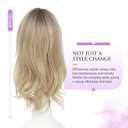Fine Plus 18'' Hair Topper for Women with Thinning Hair & Gray Roots, Adds Volume and Natural Top Coverage with Soft Body Texture for Easy Daily Styling - Blonde with dark roots