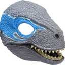 MANMAOHE Dinosaur Mask Halloween Mask Soft Latex Dino Mask Moving Jaw Movable Dinosaur Head Mask Tyrannosaurus Rex Mask Halloween Party Cosplay Costume Mask(Blue)