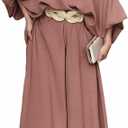 CHICME Women Summer 2 Piece Outfits Off Shoulder Top Flowy Wide Leg Pants Set Vacation Travel Airport Outfits M