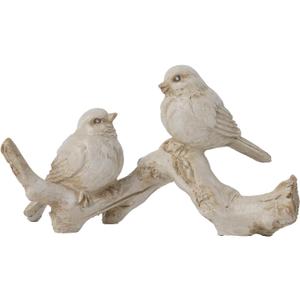 Braxio Bird Figurines Home Decor â€“ Resin Tabletop Cream Love Birds on Branch, Farmhouse Shelf & Desk Accent for Living Room, Bedroom, Office, 6 x 2.3 x 3.4 Inches,Cream Bird Decor