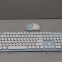 Atelus Wireless Keyboard and Mouse, Typewriter Full Size Keyboard with Number Pad and 2 in 1 USB Connected Mouse for Mac, Windows 7/ 8/ 10, Laptop, Desktop, PC, Computer (Blue-White)
