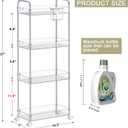 SPACEKEEPER Acrylic Rolling Storage Cart 4 Tier Clear Bathroom Cart Organizer, Transparency Rolling Utility Cart Laundry Room Organization Multifunction Mobile Shelving Unit for Office, Living Room