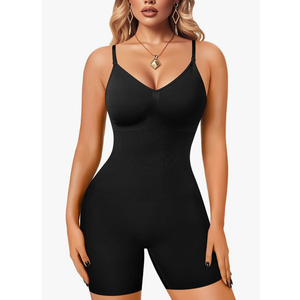 Irisnaya Women Slimming Bodysuits Shapewear Tops Tummy Control Body Shaper Spaghetti Strap Camisole Leotards Bodycon Jumpsuit S