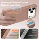 for iPhone 17 Pro Case, Compatible with MagSafe, Screen Protector +[Integrated Silicone Camera Control Button], Shockproof Protective Magnetic Case for iPhone 17 Pro 6.3", Light Brown