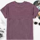 Verdusa Women's Striped Shirt Color Block Crew Neck Babydoll Casual Tops (L)