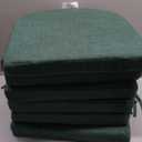 downluxe Indoor Chair Cushions for Dining Chairs, Soft and Comfortable Textured Foam Kitchen Chair Pads with Ties and Non-Slip Backing, 16" x 16" x 2", Dark Green, 6 Pack