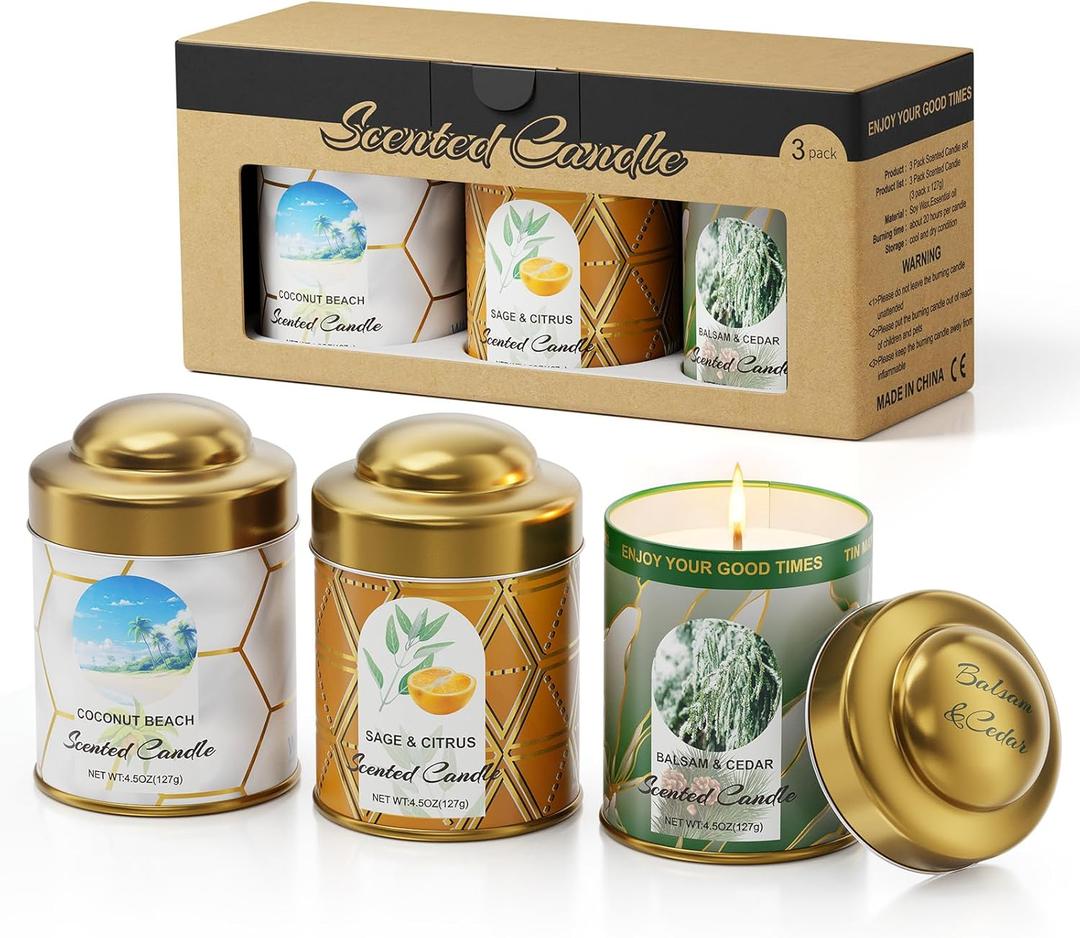 3-Pack Aromatherapy Candle Set - Scented Candles | 4.5oz  3 | 75+ Hour Total Burn | Natural Soy Candles for Home, Gifts & Christmas