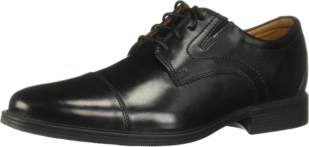 Clarks Men's Whiddon Cap Oxford Shoes (11.5 Wide, Black Leather)