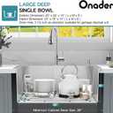 Onader 25x22 Inch Drop In Kitchen Sink, 16 Gauge Stainless Steel Brushed Nickel Single Bowl, Modern Kitchen Sink with Accessories, 10 Inch Deep, 25x22x10 Inch