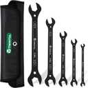 4-in-1 Super-Thin Open End Wrench Set, 5-Piece, 20 Sizes, Metric, 6, 7, 8, 9, 10, 11, 12, 13, 14, 15, 16, 17, 18, 19, 20, 22, 23, 24, 27 mm, Ultra-Slim Wrench Set for Thin Nuts, Narrow Spaces