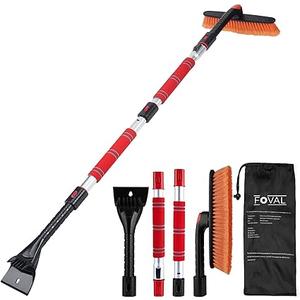 FOVAL 62.4" Snow Brush  Ice Scrapers for Car Windshield, 360°Pivoting Brush Head, Comfortable Foam Grip, Extendable Snow Removal Car Brush for Trucks SUVs, Essential Winter Tool