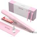 1.5 Inch Wide Steam Hair Straightener for Women, Infrared Flat Iron for All Hair Type, Dual Voltage Ceramic Hair Straightening Iron, Reduce Damage,Static,frizz; Boost Hydration,Shine, Pink