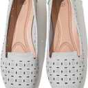 Rominz Women's Flats Shoes Comfortable Black PU Leather Ballet Flats for Women Casual Round Toe Dress Shoes Slip on Shoes Lightweight Foldable(Grey,US5)