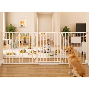 71.6-76.4 Inch Extra Wide Baby Gate with Door for Stairs Doorways