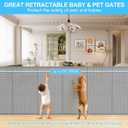 120 Inch Retractable Baby Gates Extra Wide, 41 Inch Reinforced Extra Tall Gate for Large Openings, Mesh Safety Gate for Kids Pets, Retractable Dog Gate for Stair Hallways Doorway Indoor Outdoor, Gray