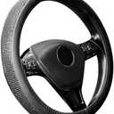 New Diamond Leather Steering Wheel Cover with Bling Bling Crystal Rhinestones, Universal Fit 15 Inch Car Wheel Protector for Women Girls, Black Diamond